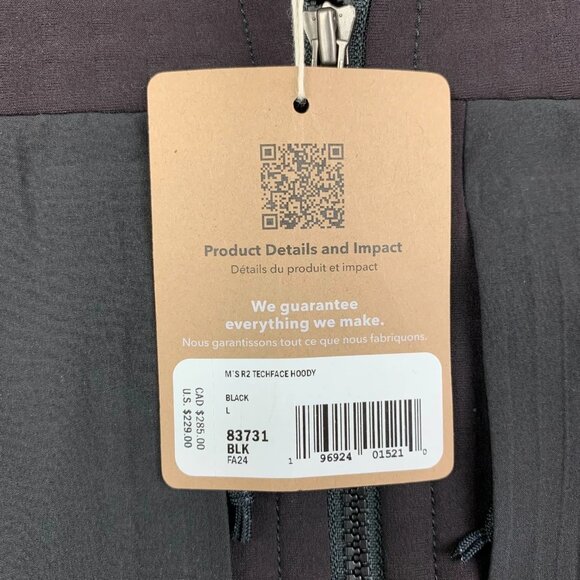 Patagonia Mens Winter Jacket Large Black Full Zip R2 TechFace Hoody Company Logo - Picture 4 of 16